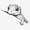 Colorful Reptile Behind Rock A small reptile peeking out from behind a rock in a digital vector illustration.