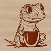 A colorful, cartoon-style illustration of a reptile with scaly skin.
