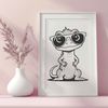 Sunglasses Wearing Reptile Illustration A reptile wearing trendy sunglasses in a stylized illustration.