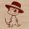 Illustration of a reptile wearing a hat, suitable for vector design and cutting machine applications.