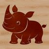 A detailed illustration of a rhinoceros in a neutral color palette.