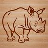 Line Drawing Safari Animal Simple line drawing of a standing rhino in a safari setting.
