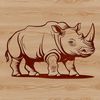 An SVG vector design featuring a single rhino animal silhouette.