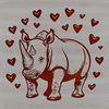 Rhino SVG Clip Art with Love Hearts A rhino figure with heart accents, suitable for various design projects.