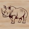 African Wild Rhino Illustration A large, horned wild animal from Africa, depicted in detailed vector art.