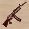 A detailed illustration of a rifle with various components visible.