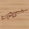 Illustrated SVG graphic of a modern rifle with detailed design elements.