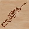 Illustrative 2D representation of a rifle with detailed design elements.