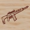 Vector graphic representation of a firearm, showcasing its design components.