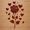 Lovely Rose with Love Hearts Illustration Illustrated floral design featuring a single stem rose with love hearts, suitable for vector graphics and digital art.