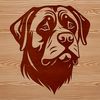 SVG Rottweiler Head Graphic A high-quality digital illustration of a Rottweiler's head, suitable for print or web use.