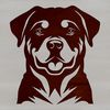 A high-quality vector image of a loyal Rottweiler dog's head.