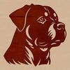 Free Dog Silhouette Download A vector illustration of a Rottweiler's head, suitable for digital design and craft projects.
