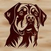 Dog Breed Icon - Rottweiler Head Close-up A detailed vector illustration of a Rottweiler's head with distinctive markings.
