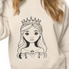 A digital illustration of a young female princess in traditional royal attire.