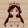 A digital clip art design featuring an elegant girl dressed as a princess with regal attire.
