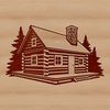 Cozy Woodland Abode Illustration Cabin illustration in vector format