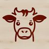 Simple line drawing illustration of a cow's head, suitable for vector art design and commercial use.