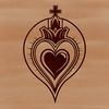 A stylized illustration of the Sacred Heart symbol used in various Christian traditions.