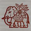 A majestic elephant standing in a floral setting.