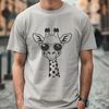 A tall mammal with long neck and legs, wearing trendy sunglasses on its head.
