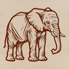 An illustration of a standing African elephant with a textured design.