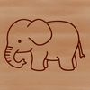 A simple line drawing of a standing African elephant, suitable for use in vector design.