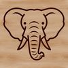 Elegant Elephant Head Illustration Simple line drawing of a majestic elephant head with prominent features.