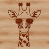 African Wildlife Icon - Giraffe with Shades A giraffe in sunglasses stands amidst African savannah foliage.