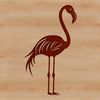Colorful Flamingo Icon A pink bird with long legs and a distinctive beak, set against a simple white background.