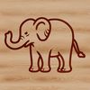 Vector Standing Elephant Silhouette A simple line drawing of a standing elephant, suitable for digital editing and cutting machine use.