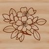 A vector graphic representation of a single cherry blossom flower in full bloom.