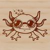 Smiling Axolotl Wearing Cool Shades A digital illustration of a smiling axolotl wearing sunglasses on its head, depicted in vector format.