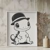 Salamander in a Fancy Chapeau A digital illustration of a salamander wearing a miniature hat.
