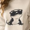 Colorful Amphibian in Sunglasses A colorful salamander wearing sunglasses in a whimsical illustration.