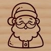 A simple line drawing of Father Christmas in a festive holiday setting.