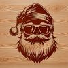 Festive Santa in Shades Illustrated Santa Claus wearing sunglasses on his head, ready for Christmas celebrations.