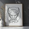 Halloween Demon Graphic A satanic figure with horns and wings, suitable for Halloween decorations or vector design.
