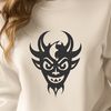 Free SVG Download: Scary Devil Design A vector illustration of the devil in a Halloween-themed design.