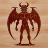 Spooky Satanic Illustration Vector Art A satanic figure with horns and wings, designed as a vector art illustration suitable for Halloween decorations.