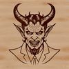 Dark Lord Vector A satanic figure with horns and a pitchfork in a dark background, suitable for Halloween decorations or designs.