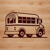 An illustrated school bus with bold lines and bright colors, designed for educational purposes.