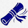 A traditional paper scroll icon with a diploma or certificate theme, designed as a vector art image.