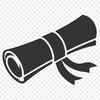 A digital illustration of a traditional graduation scroll with a diploma rolled up at the center, made in vector format.