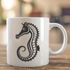 Oceanic Sea Creature Design A stylized illustration of a seahorse swimming in the ocean, suitable for vector art and commercial use.