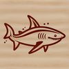 A colorful illustration of a smiling shark with cute features.