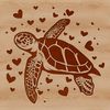 Whimsical Sea Turtle Design with Love Hearts A stylized illustration of a sea turtle with heart details.