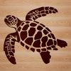 An illustration of a sea turtle swimming in the ocean.