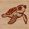 Illustration of a sea turtle wearing sunglasses in a seaside setting.