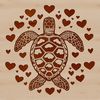 A sea turtle with loving hearts swimming in the ocean, suitable for children's activities or educational purposes.